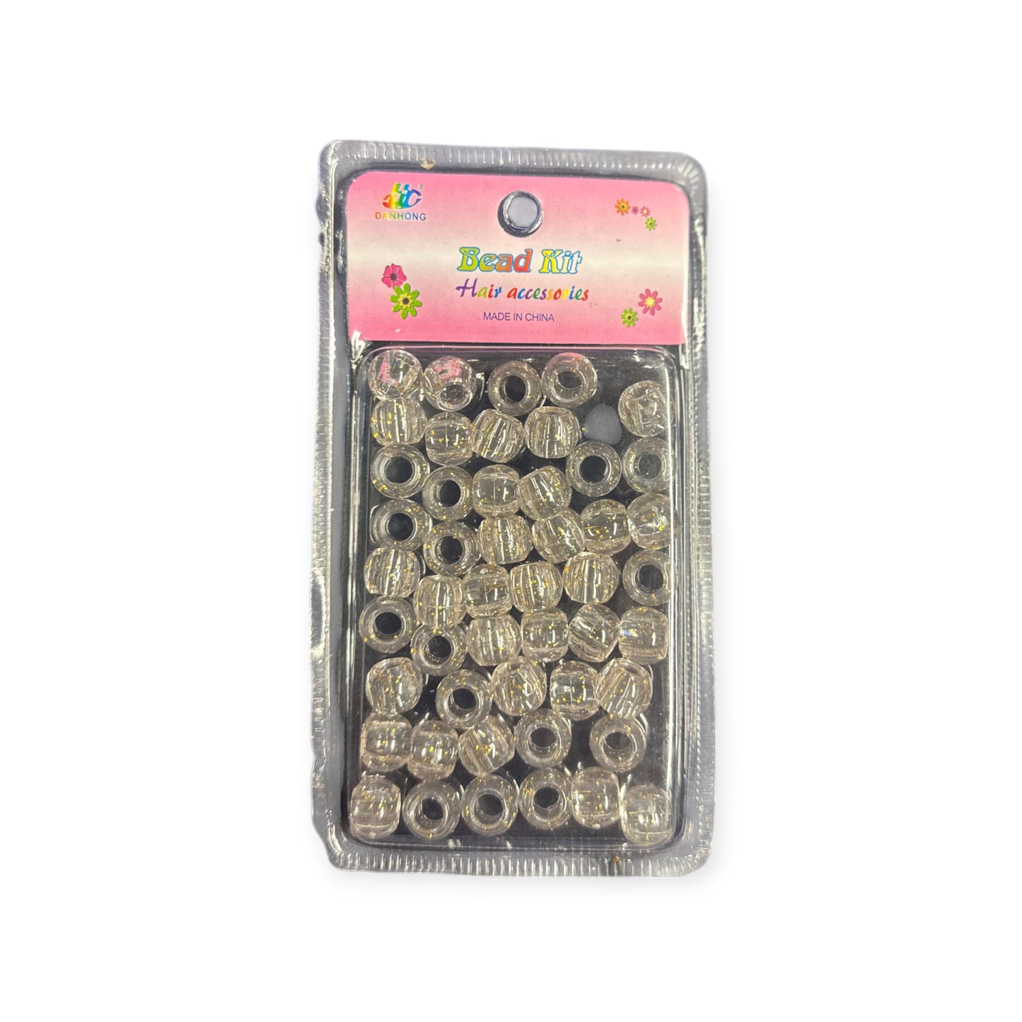 Haarperlen Glasklar mit gelben Punkten Bead Kit Hair Accessories