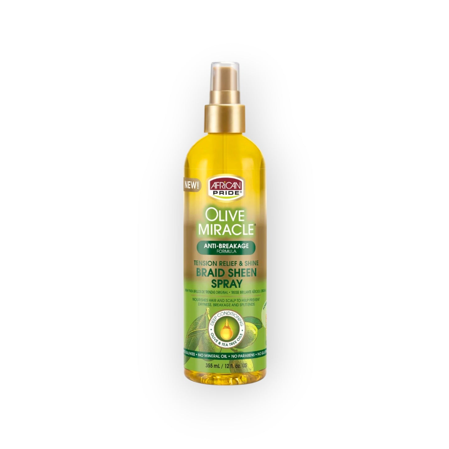 African Pride Olive Miracle Anti-Breakage Braid Sheen Spray 355ml
