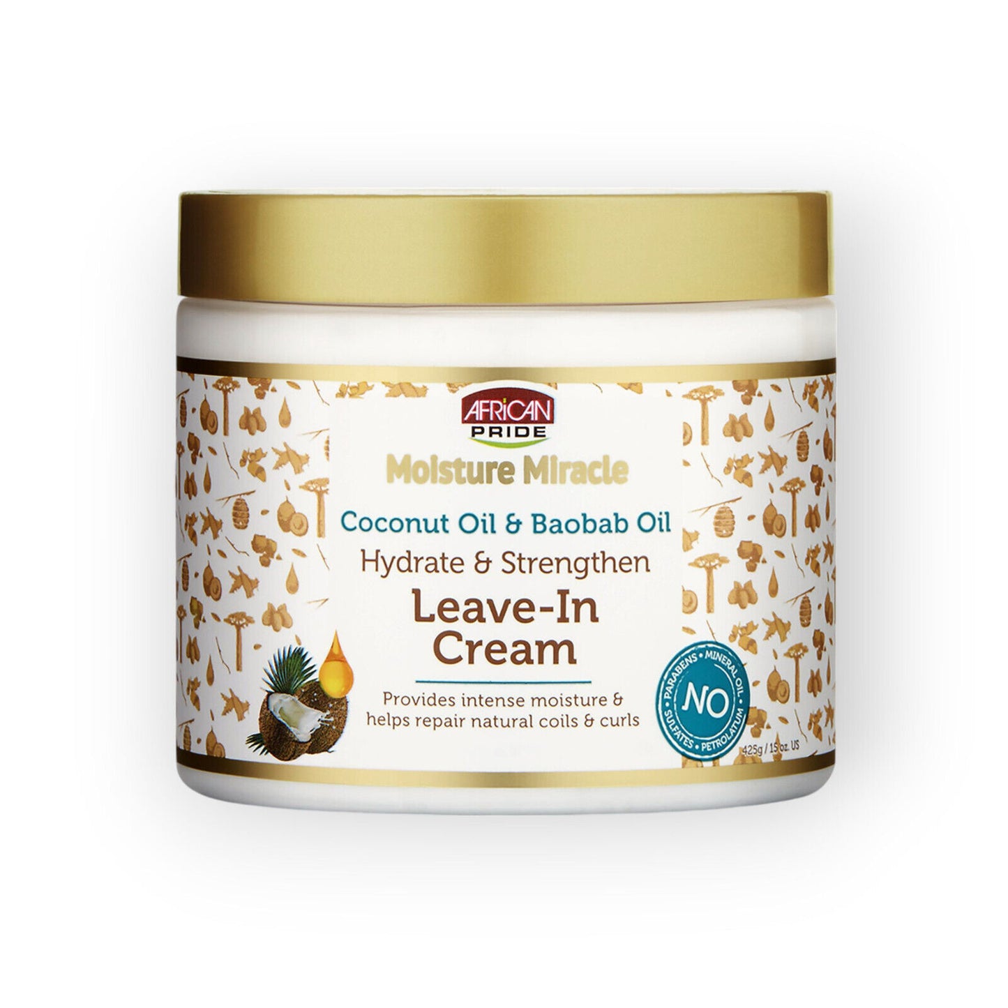 African Pride Moisture Miracle Coconut Oil & Baobab Oil Leave in Cream 425g