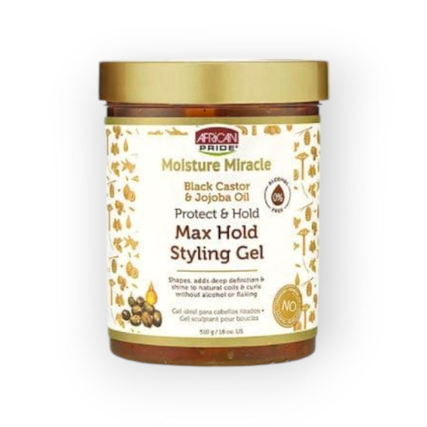 African Pride Moisture Miracle Styling Black Castor Max Hold Styling Gel 510g