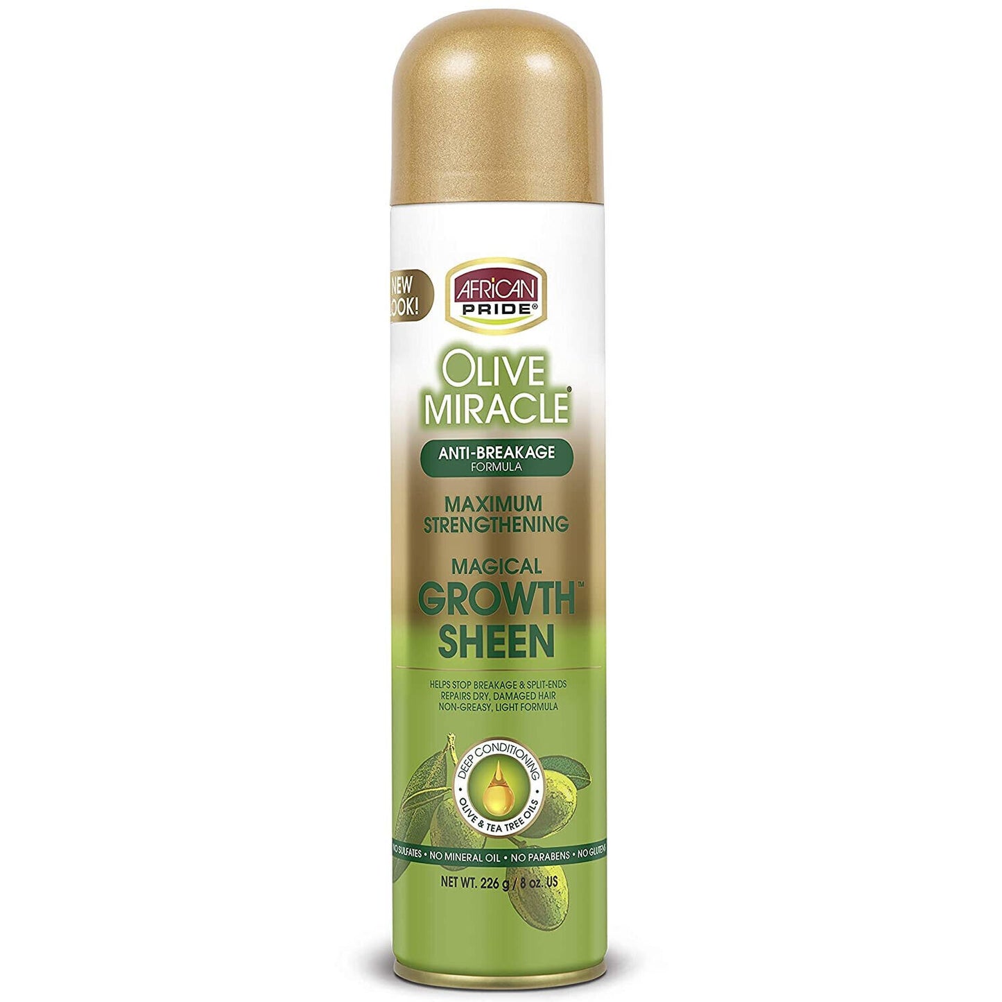 African Pride Olive Miracle Anti Breakage Magical Growth Sheen Spray 226ml