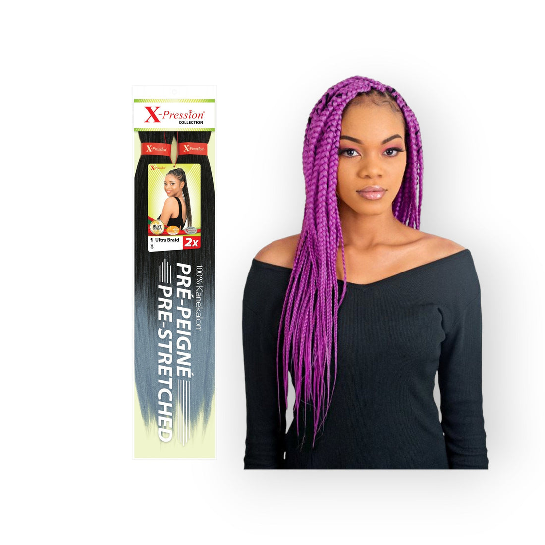 X-Pression Pre-Stretched Braiding Hair für Box Braids und Knotless Braids
