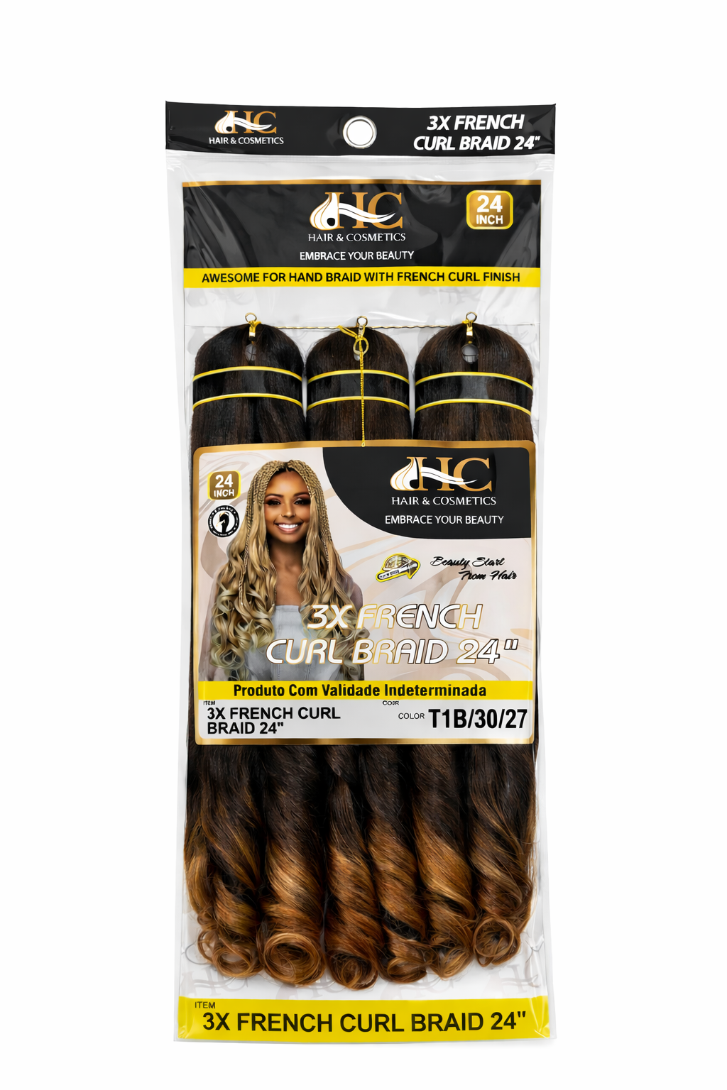 3X FRENCH CURL 24" (60cm), Crochet Braid 250g