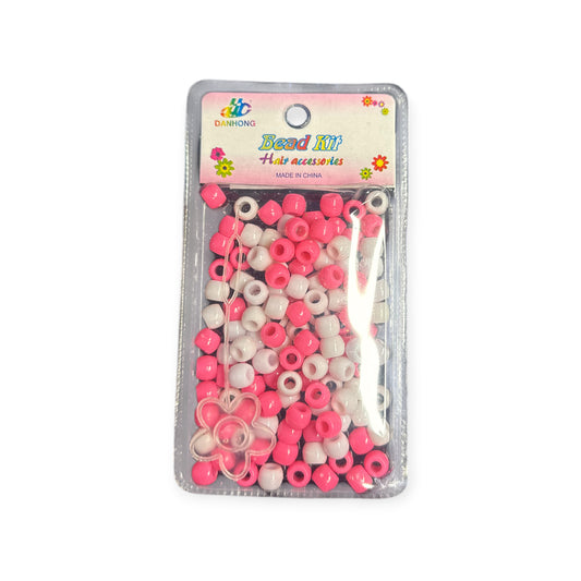 Haarperlen Pink/Weiß Bead Kit Hair Accessories