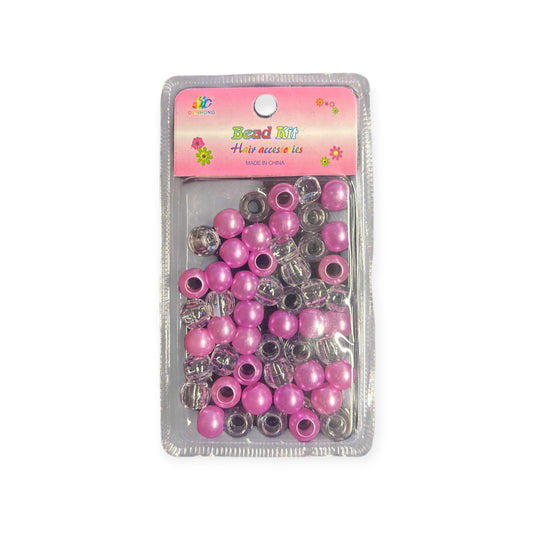 Haarperlen Pink Glasklar Bead Kit Hair Accessories