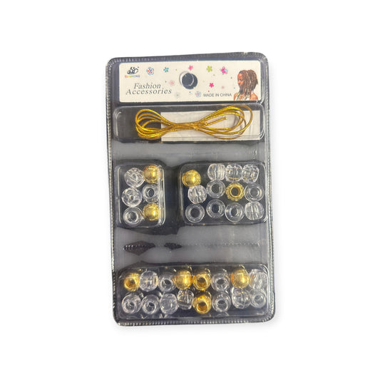 Haarperlen mit Schnur Gold/Glasklar HC Fashion Accessories