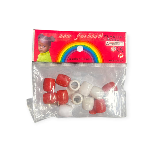 Haarperlen Weiß/Rot small New Fashion Elastic Band