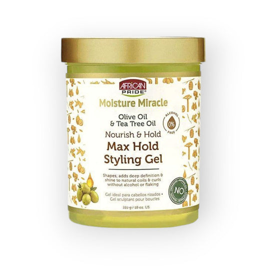 African Pride Moisture Miracle Max. Styling Gel Olive Tea Tree Oil 510g