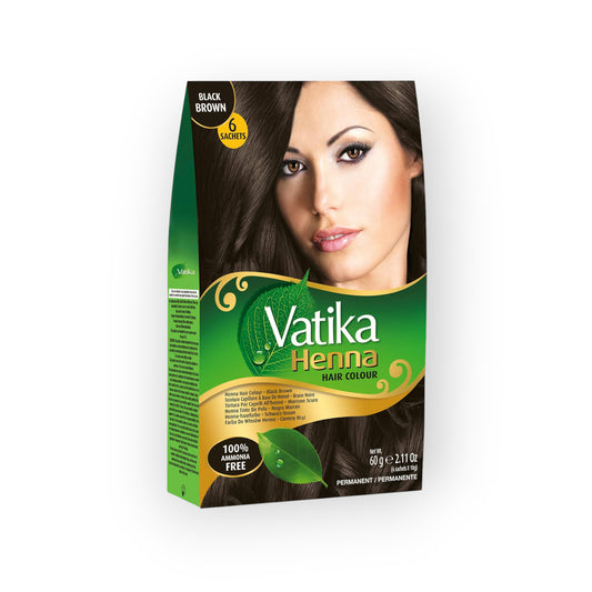 Vatika Henna Hair Colour 6 Sachets #Black Brown