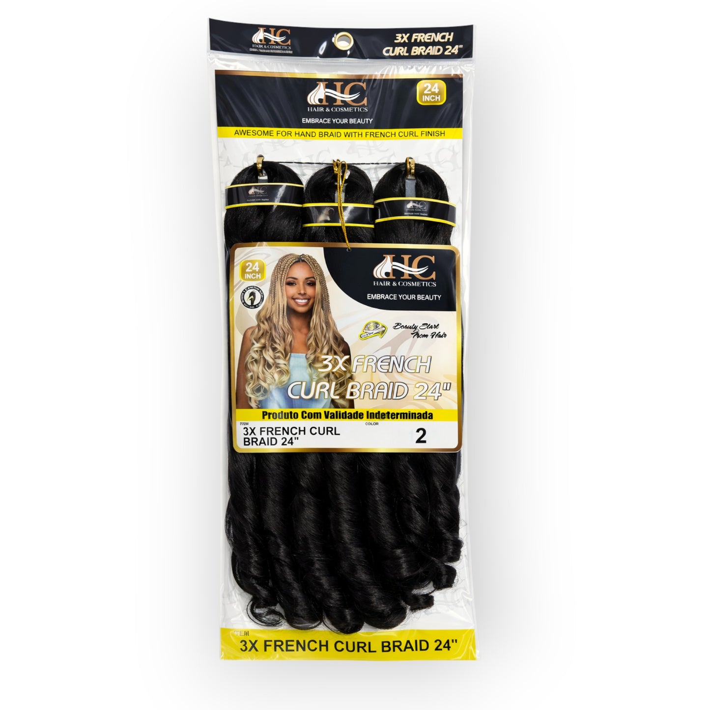 3X FRENCH CURL 24" (60cm), Crochet Braid 250g