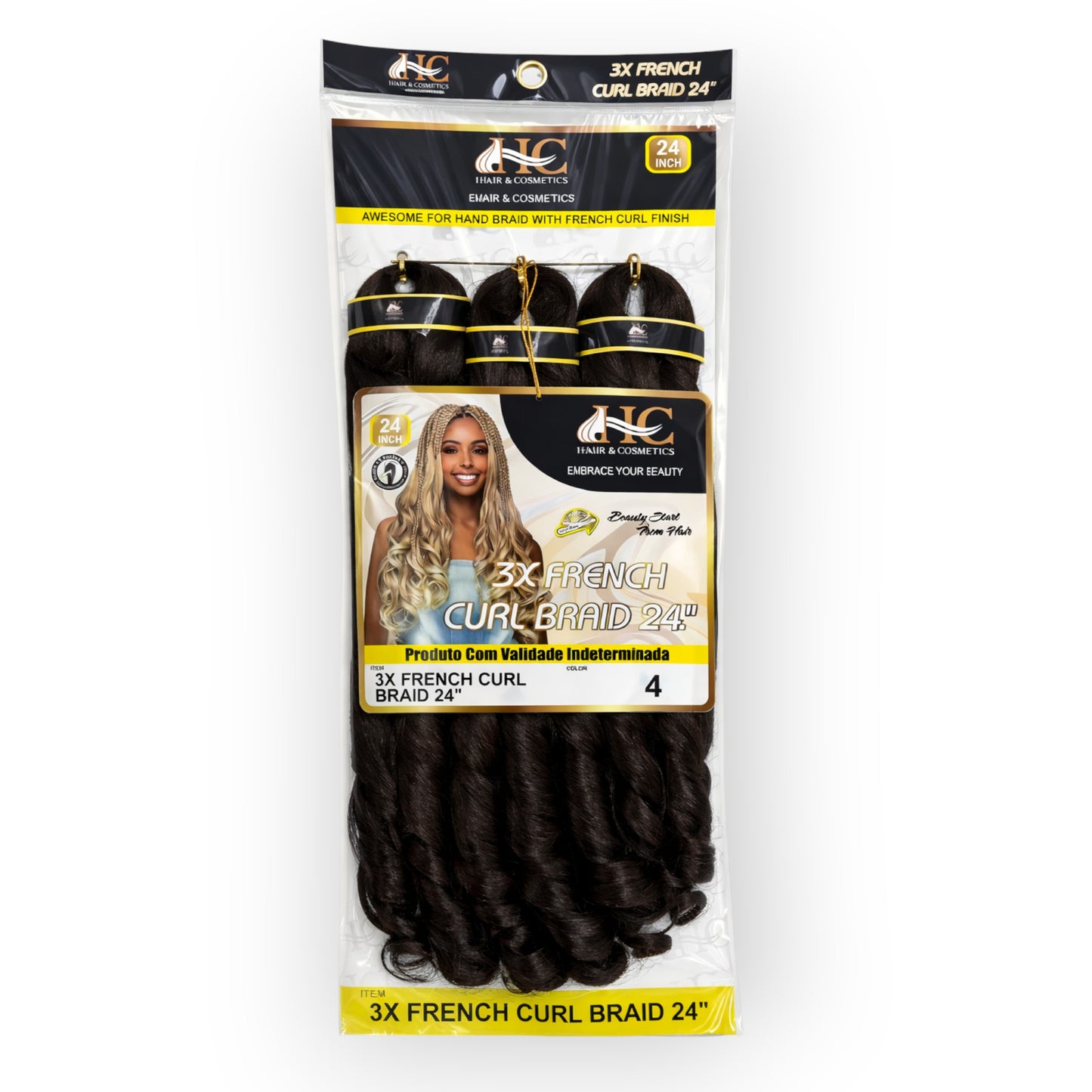 3X FRENCH CURL 24" (60cm), Crochet Braid 250g