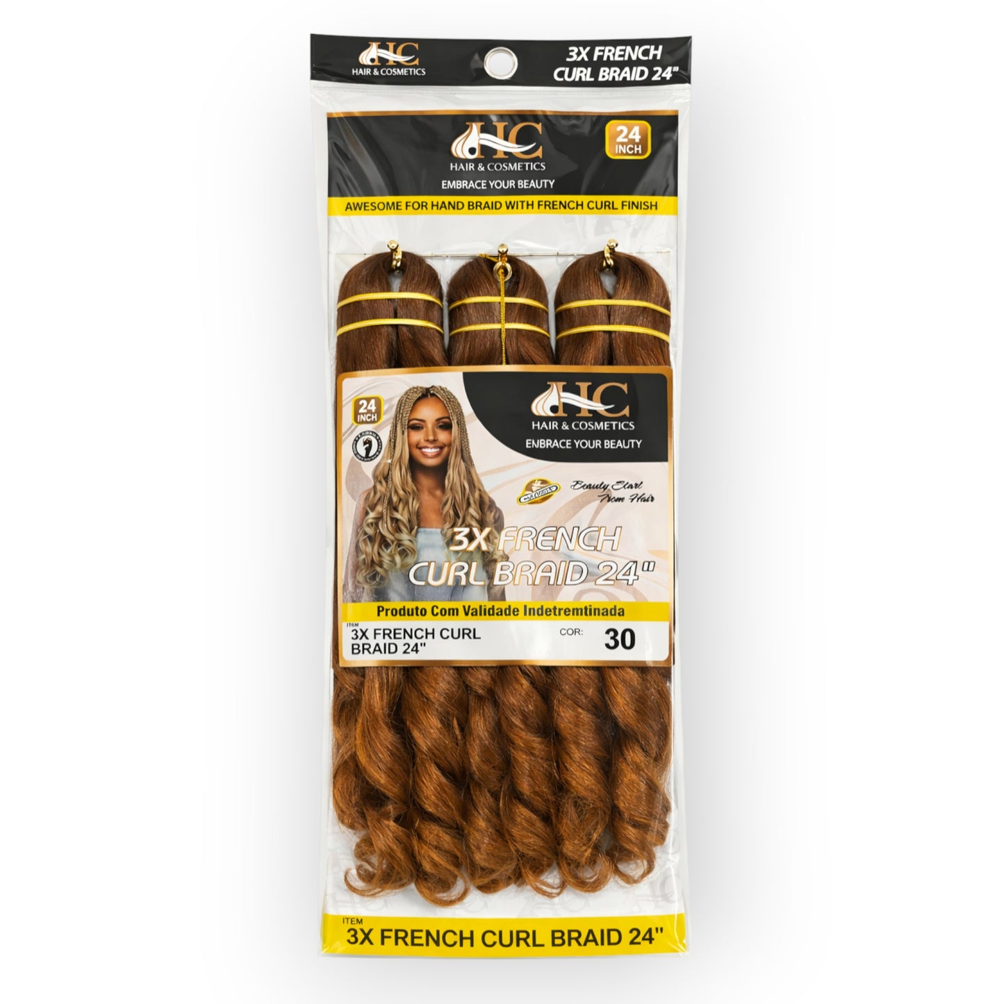 3X FRENCH CURL 24" (60cm), Crochet Braid 250g