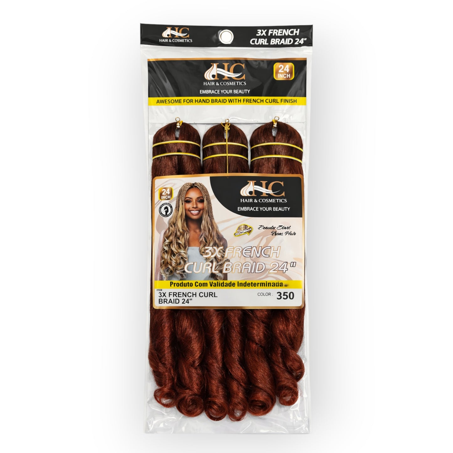3X FRENCH CURL 24" (60cm), Crochet Braid 250g