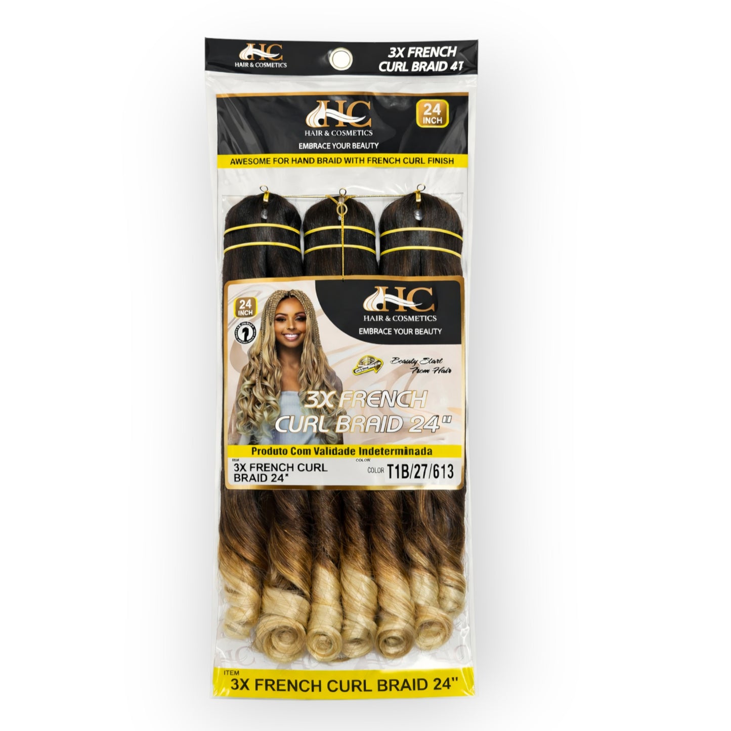 3X FRENCH CURL 24" (60cm), Crochet Braid 250g