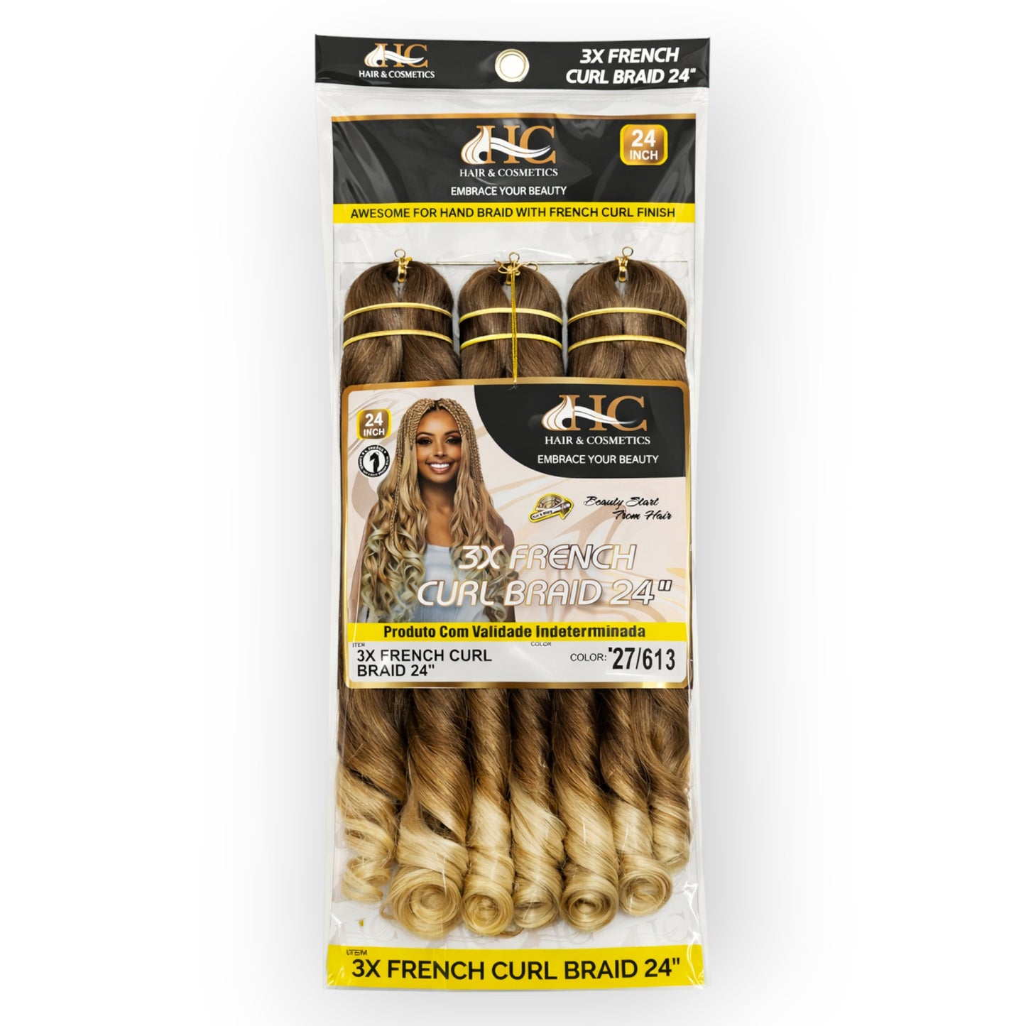3X FRENCH CURL 24" (60cm), Crochet Braid 250g