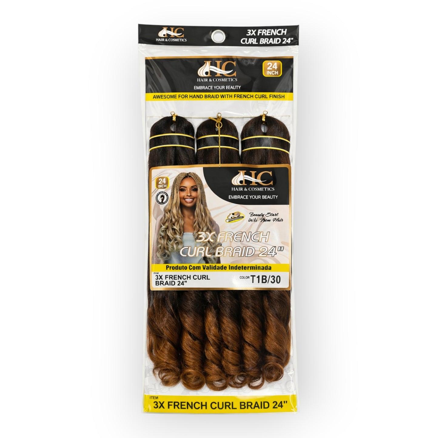 3X FRENCH CURL 24" (60cm), Crochet Braid 250g