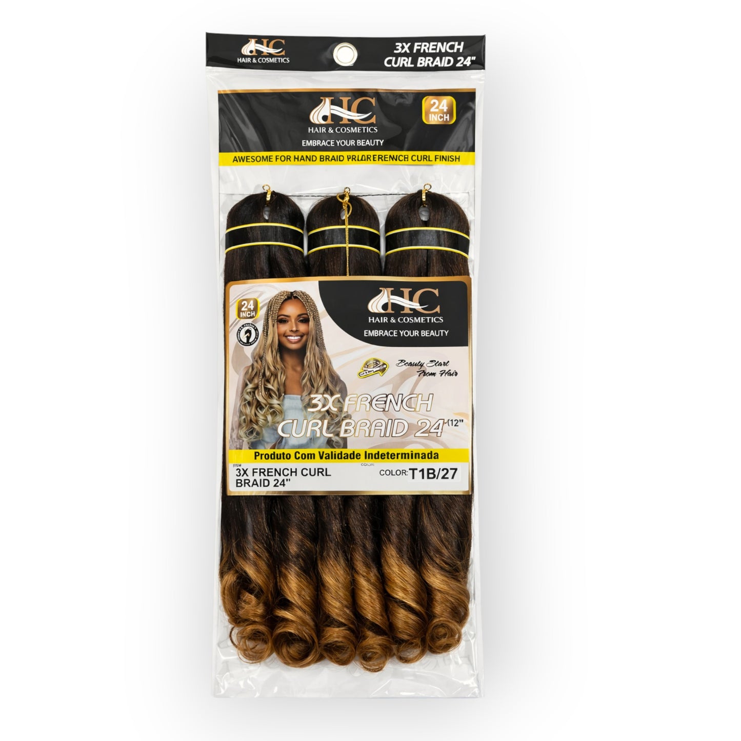 3X FRENCH CURL 24" (60cm), Crochet Braid 250g