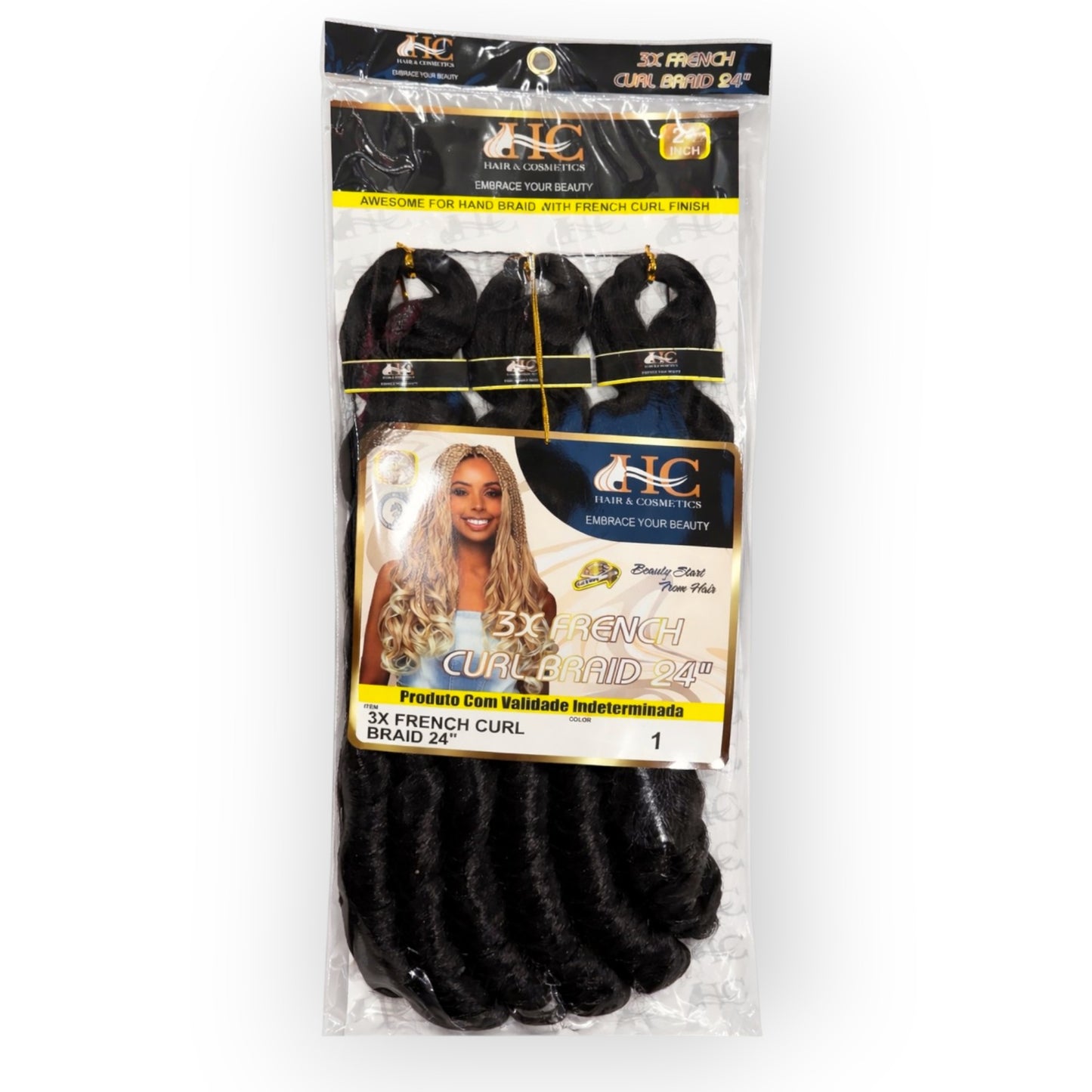3X FRENCH CURL 24" (60cm), Crochet Braid 250g